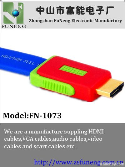 Flat HDMI cable, HDMI 1080p, dual color HDMI
