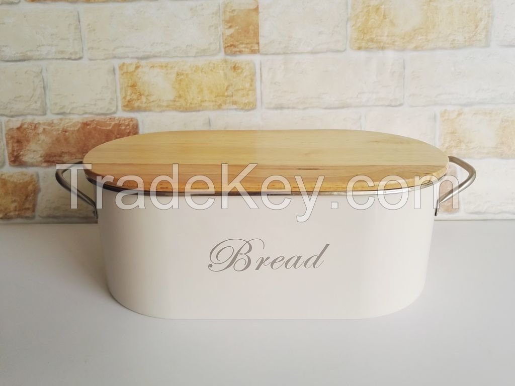 Metal Retro Bread Bin with Cutting Crumb Board Kitchen Food Storage Box