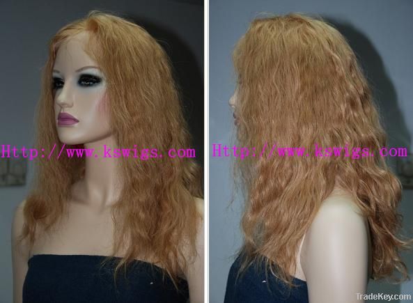 Super craft!!!~ Full lace wigs Brazilian hair natural curly blonde