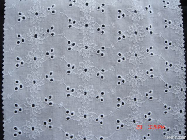 Cotton eyelet embroidery fabric