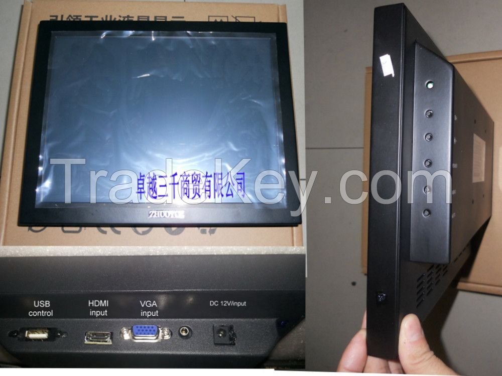 12 inch touch screen monitor for machine, 1024*768 4:3 metal case open frame monitor.USB touch industrial PC display.