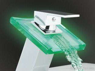 Colorful led glass kitchen faucet