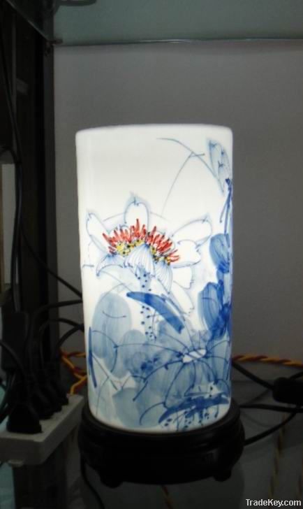 Painted Ceramic Table Lamp