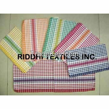 Madras Check Yarn Dyed Kitchen Towel and Dish Cloth