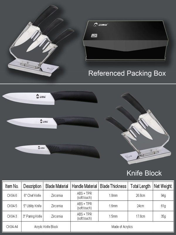 Food grade high quality ceramic knife set