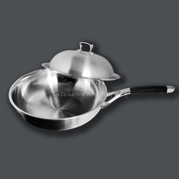 3 layers stainless steel Chinese cookware wok pan