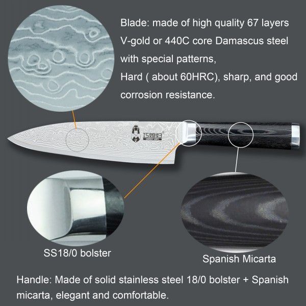 Popular high grade damascus knife set