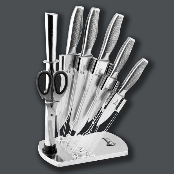 New design stainless steel knife set with block