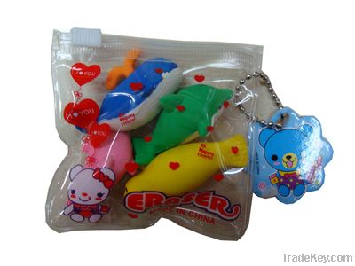 animal eraser set with PVC package