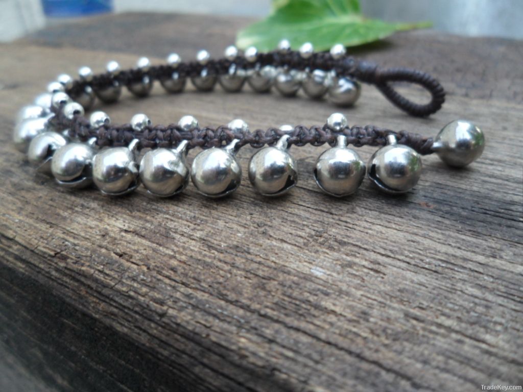 Silver Beads Bell Anklet