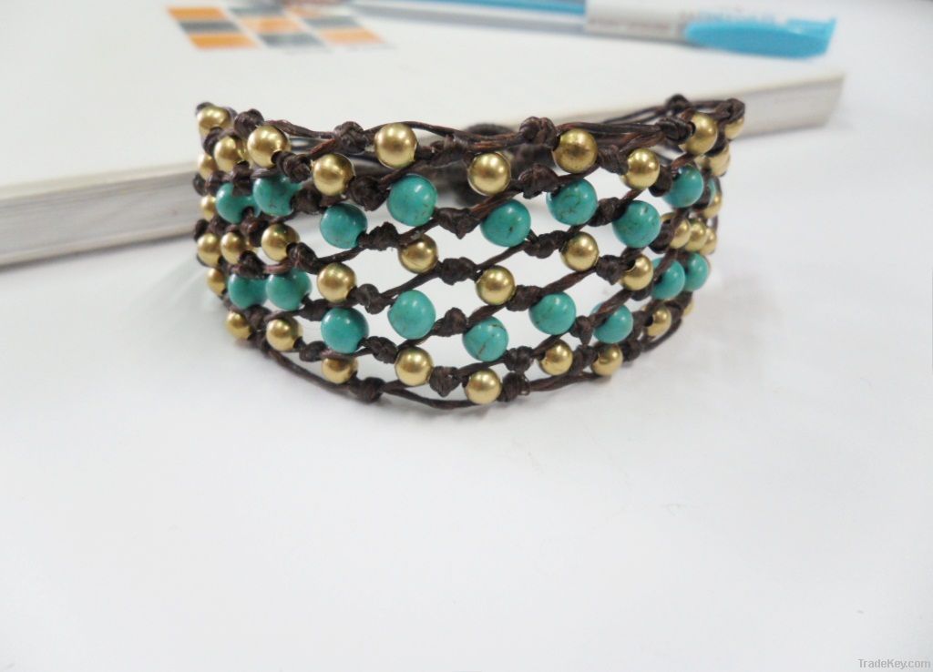 Net Turquoise Brass Hippie Bracelet