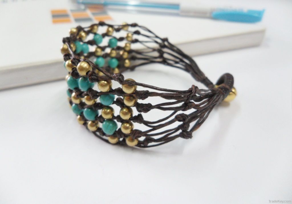 Net Turquoise Brass Hippie Bracelet