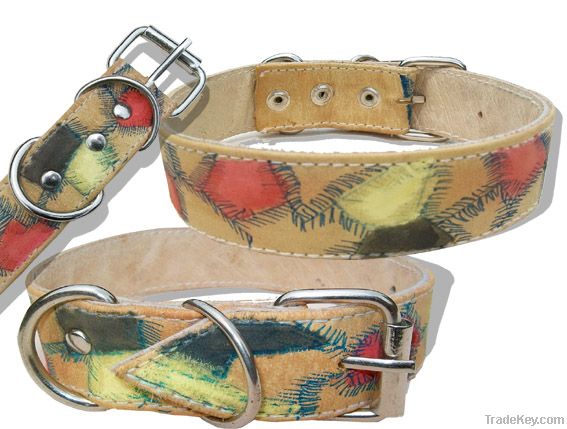 HAND MADE PAINTING LEATHER DOG COLLAR