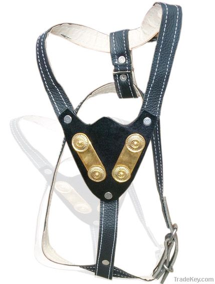 LEATHER DOG HARNESS WITH BRASS FITINGS