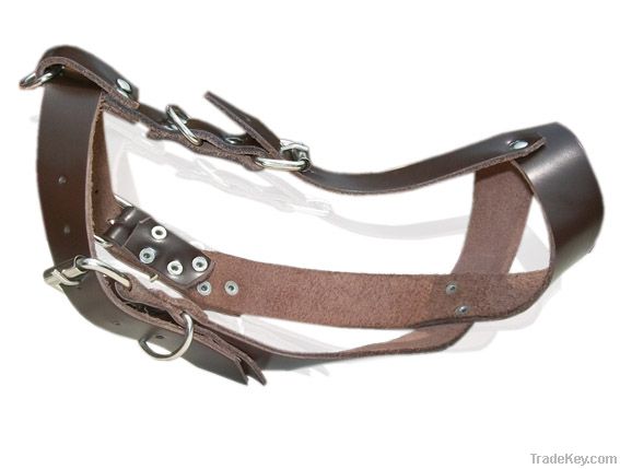 LEATHER DOG MUZZLE with steel fitings