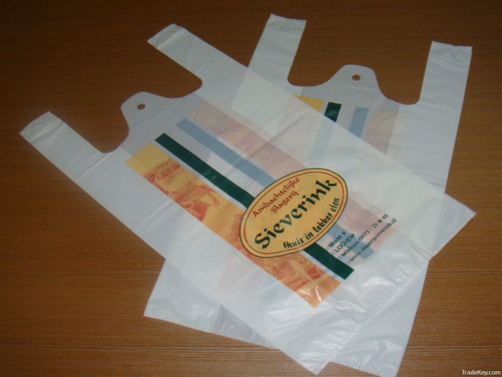 HDPE plastic t-shirt bag for supermarket