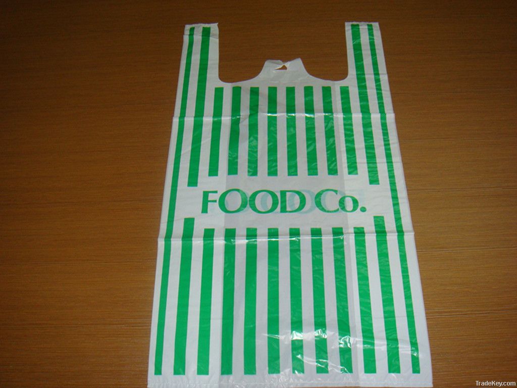 singlet plastic carrier bag for supermarket printed with clients' logo