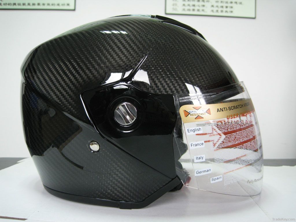 Carbon open face motorcycle helmet