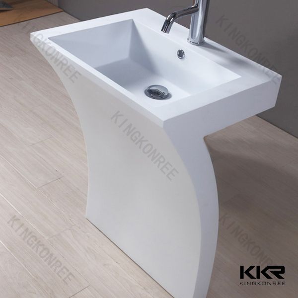 Customized Acrylic Solid Surface Bathroom Pedestal Basin