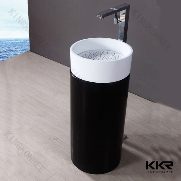 Customized Acrylic Solid Surface Bathroom Pedestal Basin