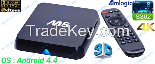 M8 Amlogic S802 Android tv box with 4K Video Bluetooth