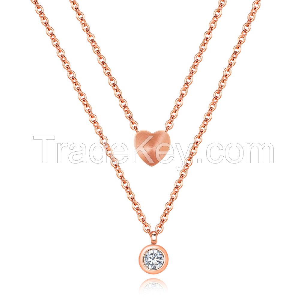 Rose gold-tone stainless steel pendant necklaces for women jewelry