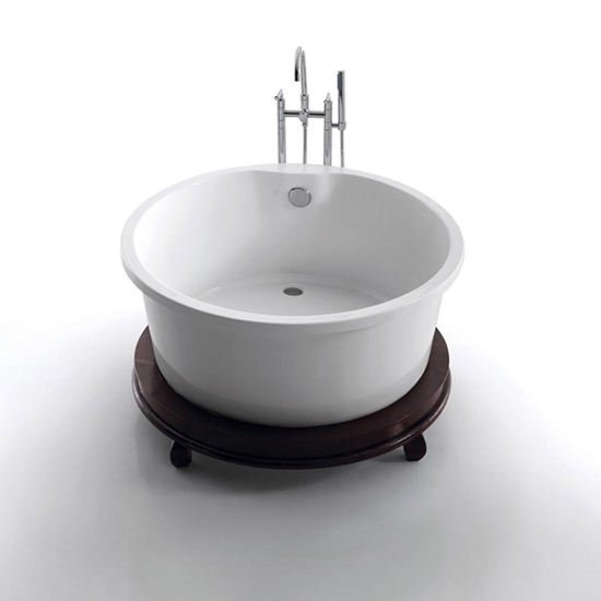 Wooden Foot Acrylic Round Bathtub