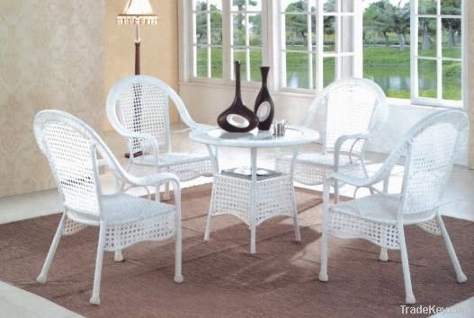 rattan chair and table