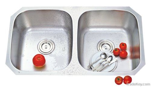 Stainless steel double bowl sink