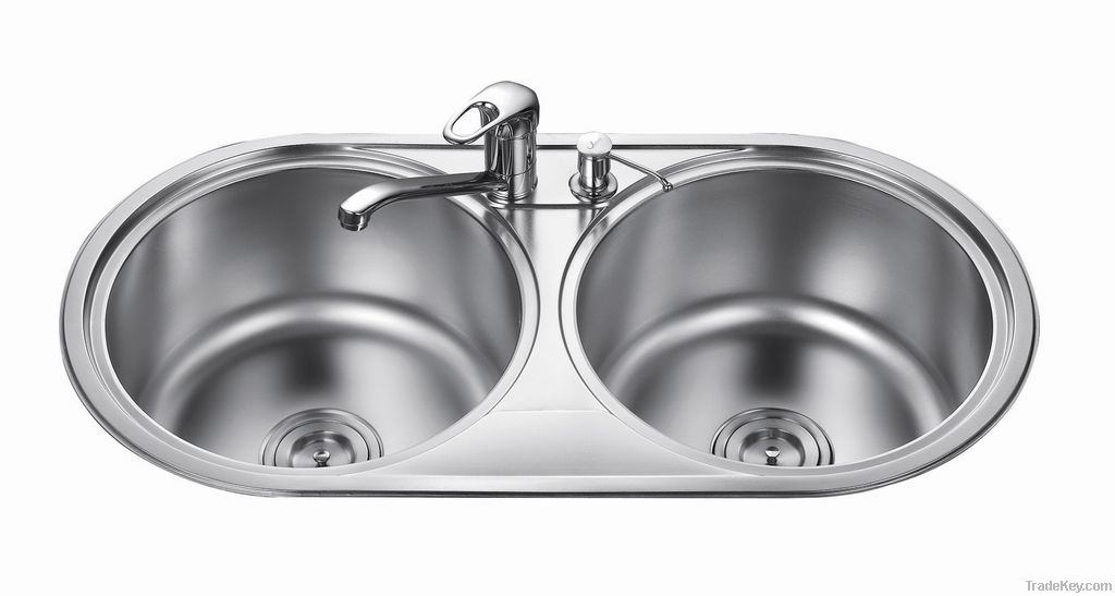top-mount kitchen sink, stainless steel round sink