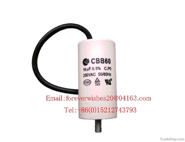 capacitor CBB60, for washing machine, twin tube washer motor etc.