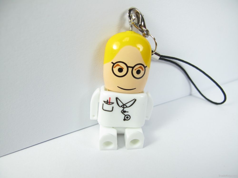 Cartoon USB Flash drive, mobile strap usb stick