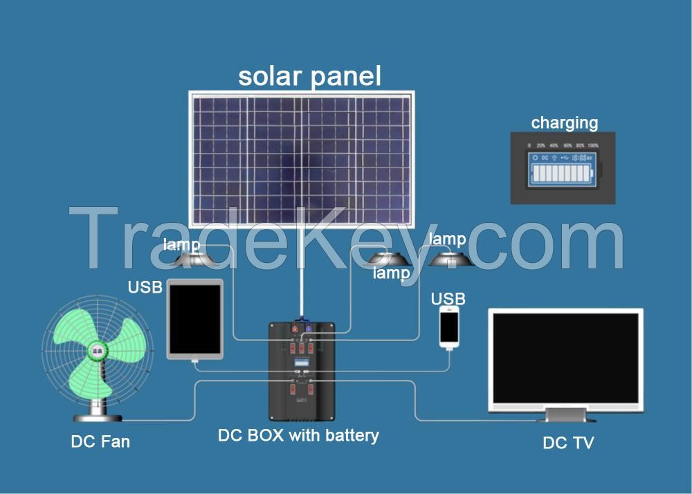 100W solar home use system for DC TV &amp;FAN