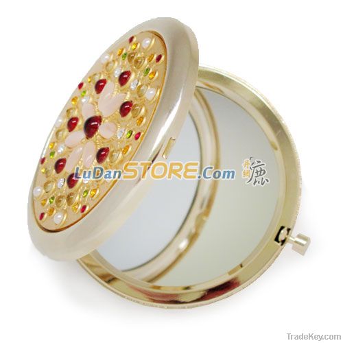 Alloy Compact Hand Round Mirror Lady Christmas Gift