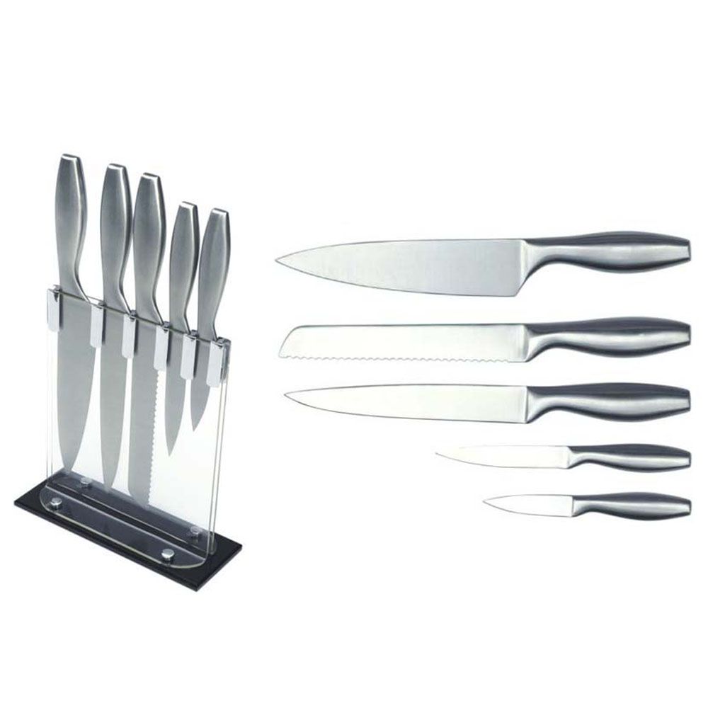 Kitchen Knife Set, Stainless Steel, with Hollow Handle, Acrylic Block