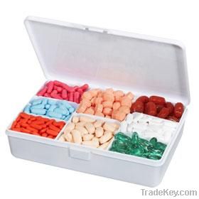 Adjustable pill storage box