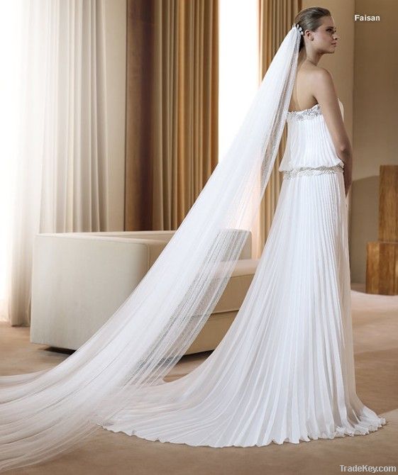 Pleated Chiffon Bridal Dress