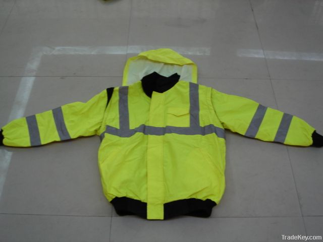 High visibility protective jacket with polar fleece
