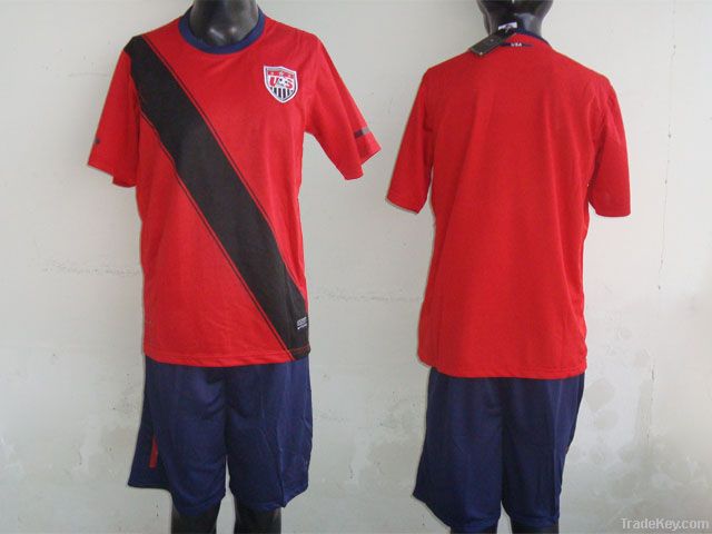 11-12 American away red soccer uniform, soccer jersey