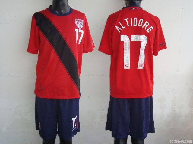 11-12 American away red soccer uniform, soccer jersey