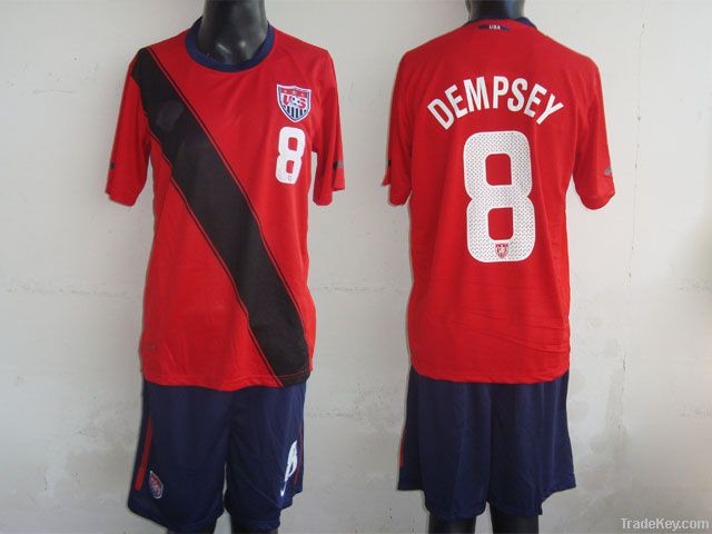 11-12 American away red soccer uniform, soccer jersey