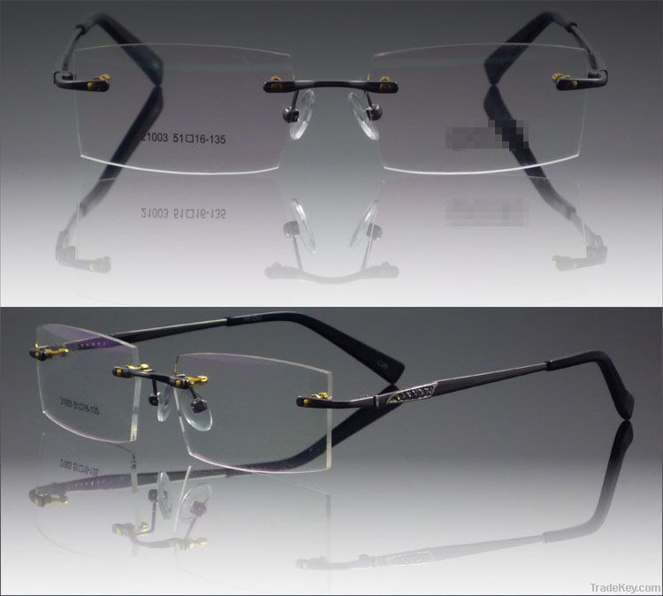 Diamond Mounted Rimless Glasses Frames