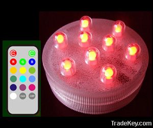 Remote Submersible LED Light---9 LED Multicolor