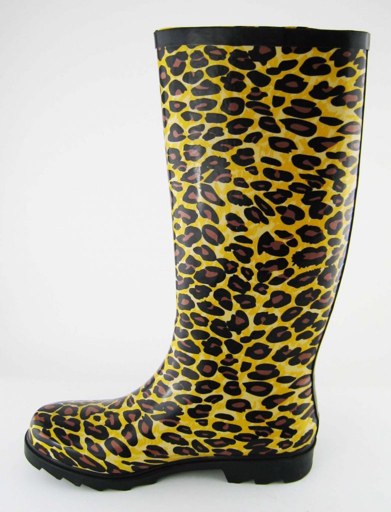 leopard ladies rubber rain boots