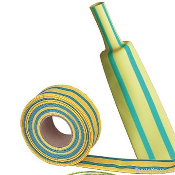 Yellow/Green Stripped flexible flame-retardant single wall tubing W-1-
