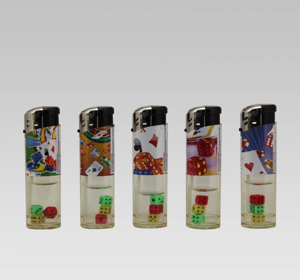 disposable/refillable electronic lighter with dices inside