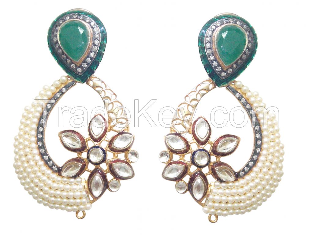 CZ Green  Ear Rings -Fashion Jewellery from Midas