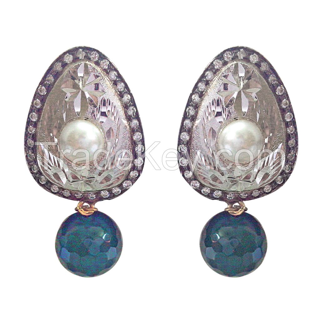 ER164 Green CZ Ear Rings -Fashion Jewellery from Midas