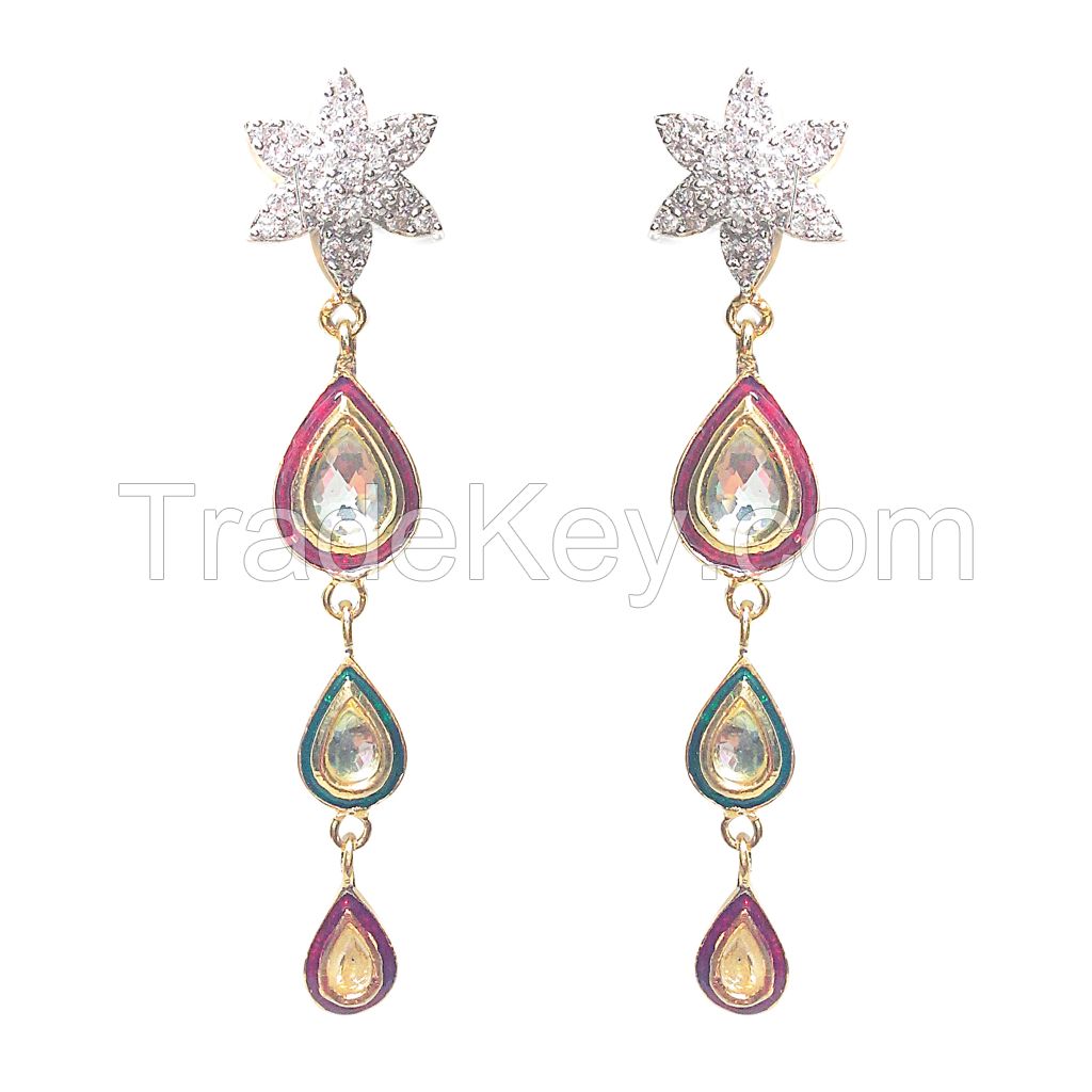 ER153ABA Multicolored CZ Ear Rings -Fashion Jewellery from Midas