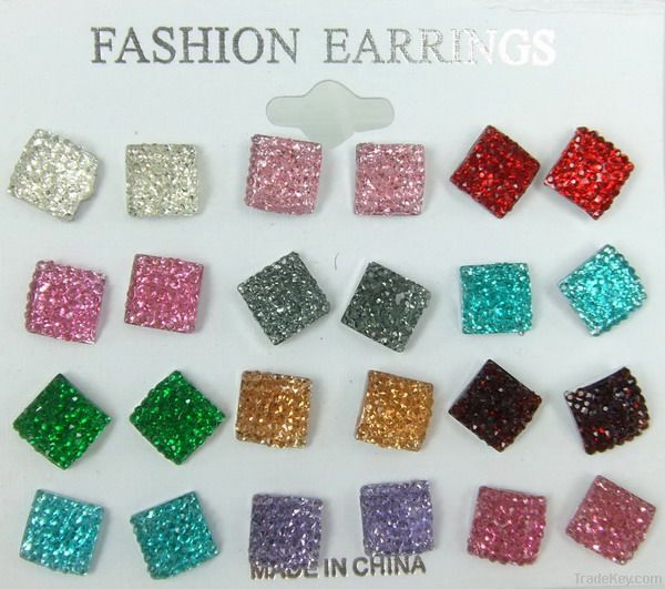 square resin stud earrings
